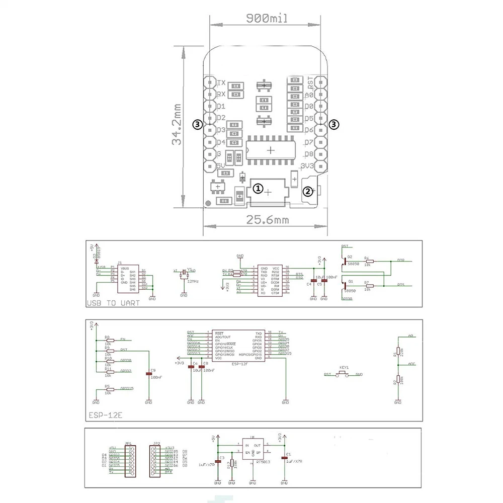 D1 Mini ESP8266 ESP-12 ESP-12F CH340G V2 USB WeMos D1 Mini WIFI Development Board D1 Mini NodeMCU Lua IOT Board 3.3V With Pins