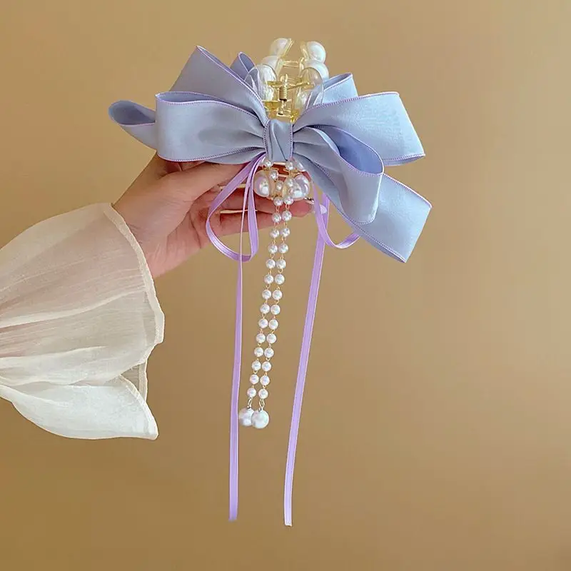 

Temperament Pearl Bow Hair Accessories Tassel Grab Clip Hair Accessories Hairclip Shark Clip Headpiece Hair Accessories