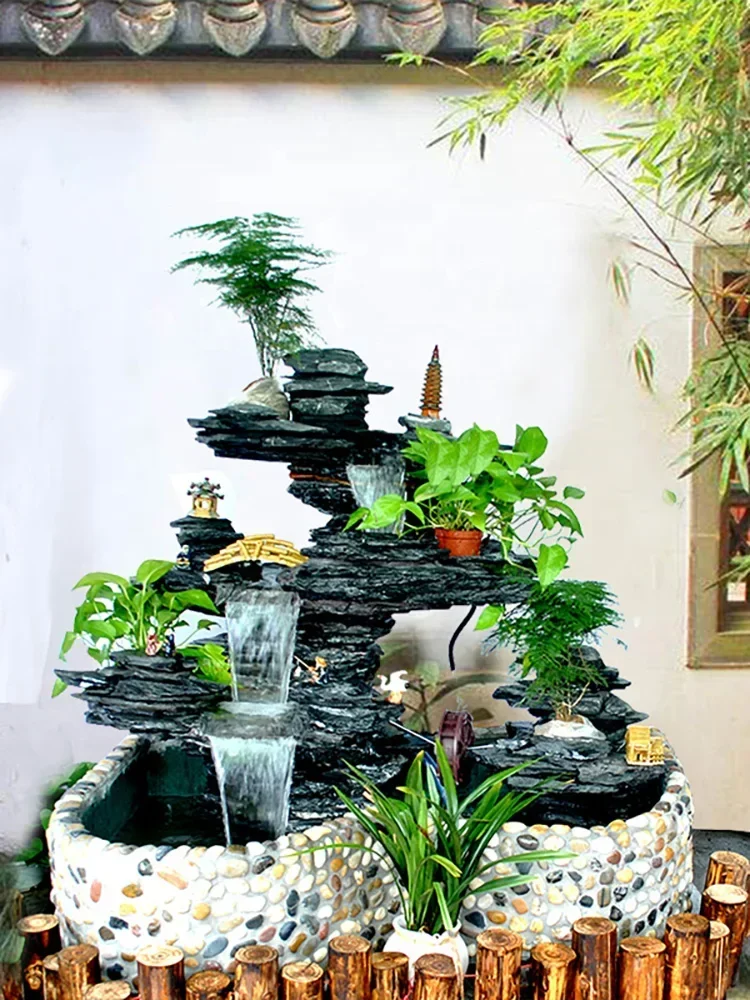 Real Stone Courtyard Villa Garden Large Decoration Natural Raw Gemstone Artificial Mountain and Fountain FishPond Landscaping