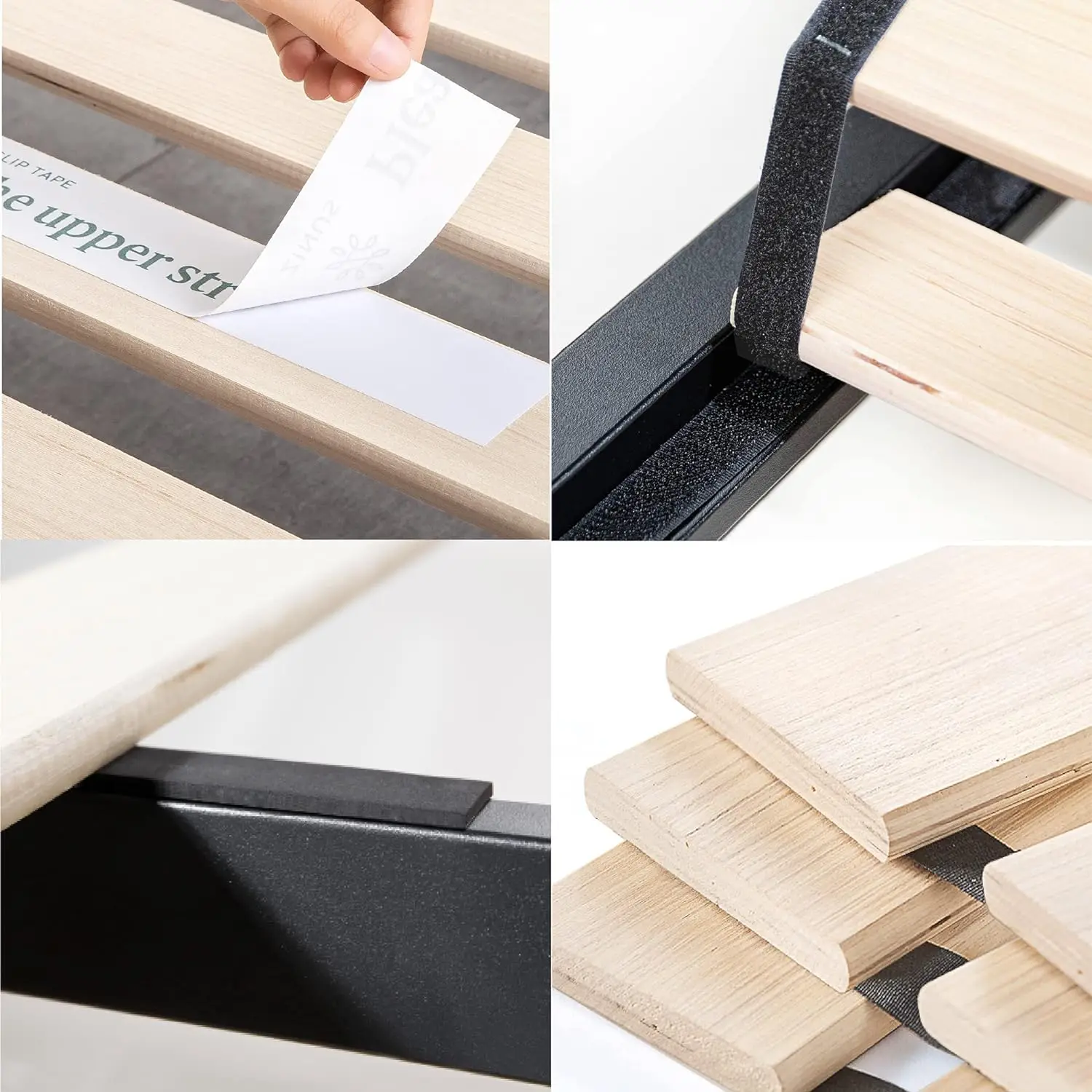 Metal Platform Bed Frame, Wood Slat Support, No Box Spring Needed, Easy Assembly, Black, Queen