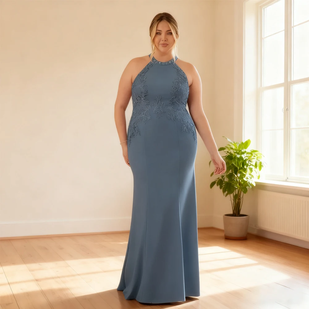 

Plus Size Mother of Bride Dresses for Women O Neck Sleeveless Sheath Chiffon Wedding Party Dresses with Lace Robe De Soirée