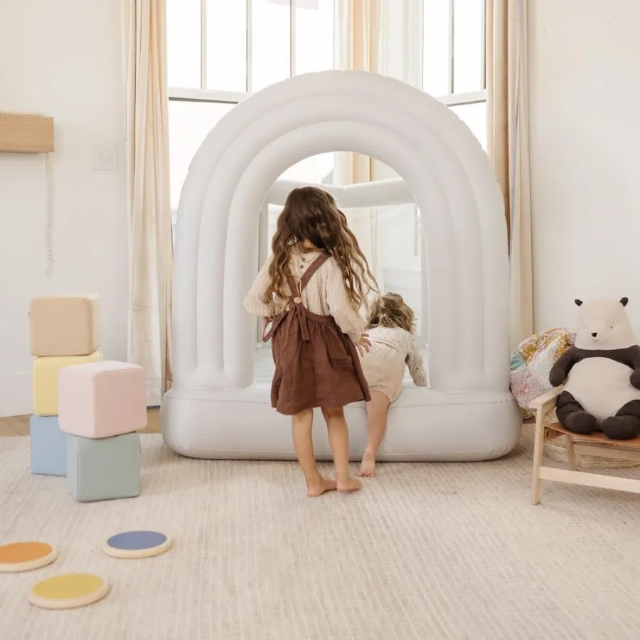 미니 레인보우 에어바운스, 실내 놀이용 점핑 하우스, 유아 및 어린이(3-6세)용 바운시 캐슬, 간편 설치 및 보관