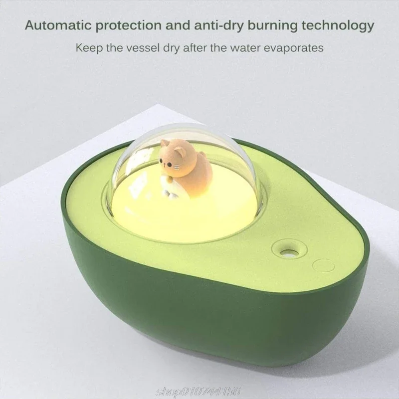 Avocado Humidifier with Cat Ball Night Light USB Glow in the Dark Toys Bedroom Home Decoration for Kids Gift