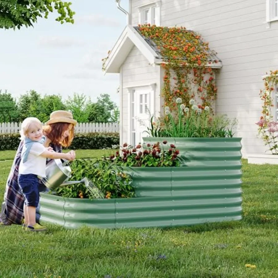 61x42x31 Inch Galvanized Raised Garden Bed, 3-Tier Outdoor Metal Planter Box for Vegetables Herbs Flowers, Modular Design with