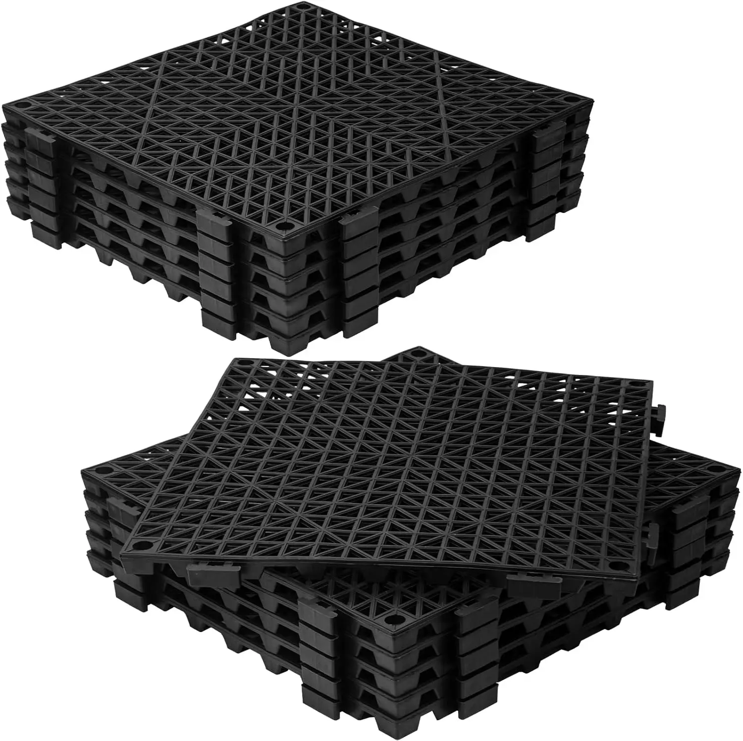 

12Pcs Drainage Interlocking Floor Tiles 11.8' x 11.8', Modular Interlocking Cushion Soft PVC Floor