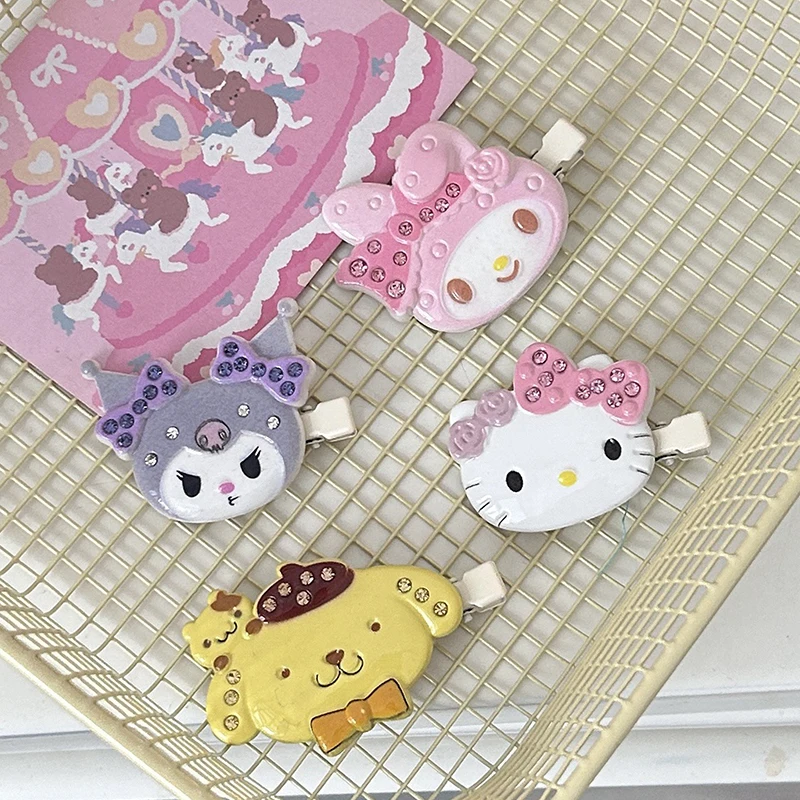 Sanrio Kuromi Melody Purin Hello Kitty Hair Clip For Women Girls Sweet Versatile Bangs Hair Clip Cartoon Cute Hair Accessories