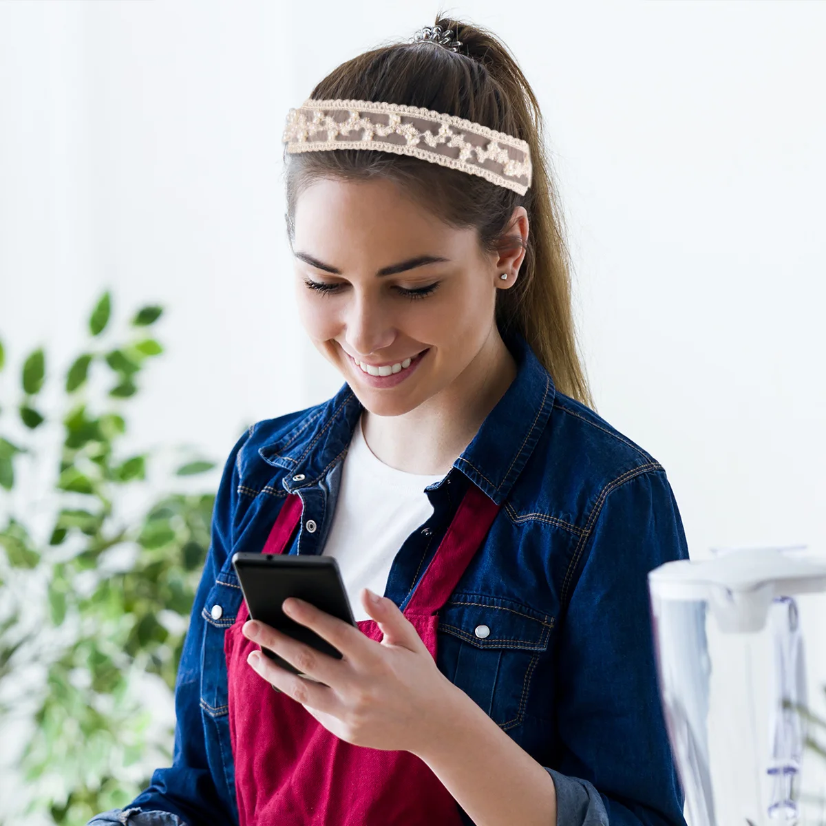 2 Stück elastisches Spitzen-Haarband mit Perlen, Kopfbedeckung für Damen, Schwarz, Beige, zarter Haarschmuck, Festival-Fotografie