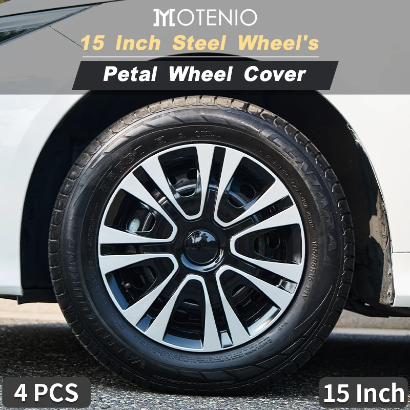 4PCS Universal Wheel Cover R15 Inch Petal Style Hubcap Replacement Hub Cap Wheel Rim Cover PP Tire Accessories Snap On SUV Truck