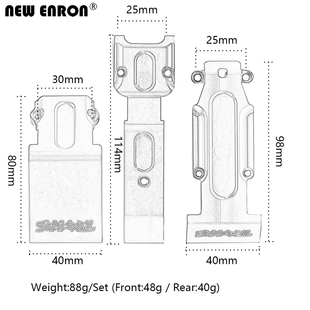 NEW ENRON Aluminum Front & Rear Skid Plate #5337 Upgrade Parts 1Set for 1/10 RC TRAXXAS E REVO Summit Slayer 4X4 Car accessories