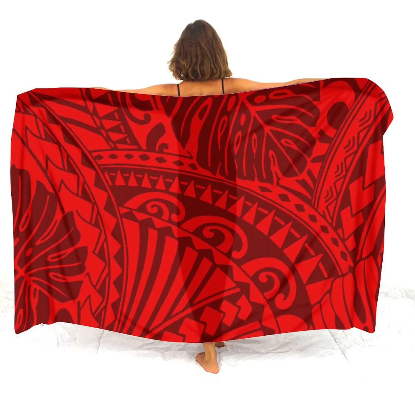 ซามัว Custom-Made สตรี Sarong Elegant Shawl สําหรับชายหาดผ้ากันเปื้อนชายหาดนุ่ม Hawaiian Polynesian One ชิ้นสตรีเสื้อ