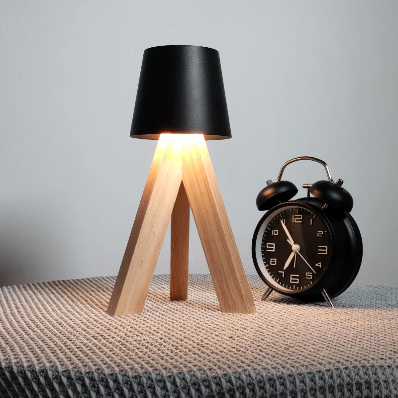 

Creative Personality Touch Dimmer Portable Desk Led Lamp Solid Wood Base Bedside Bedroom Living Room Smart Home Night Lampada