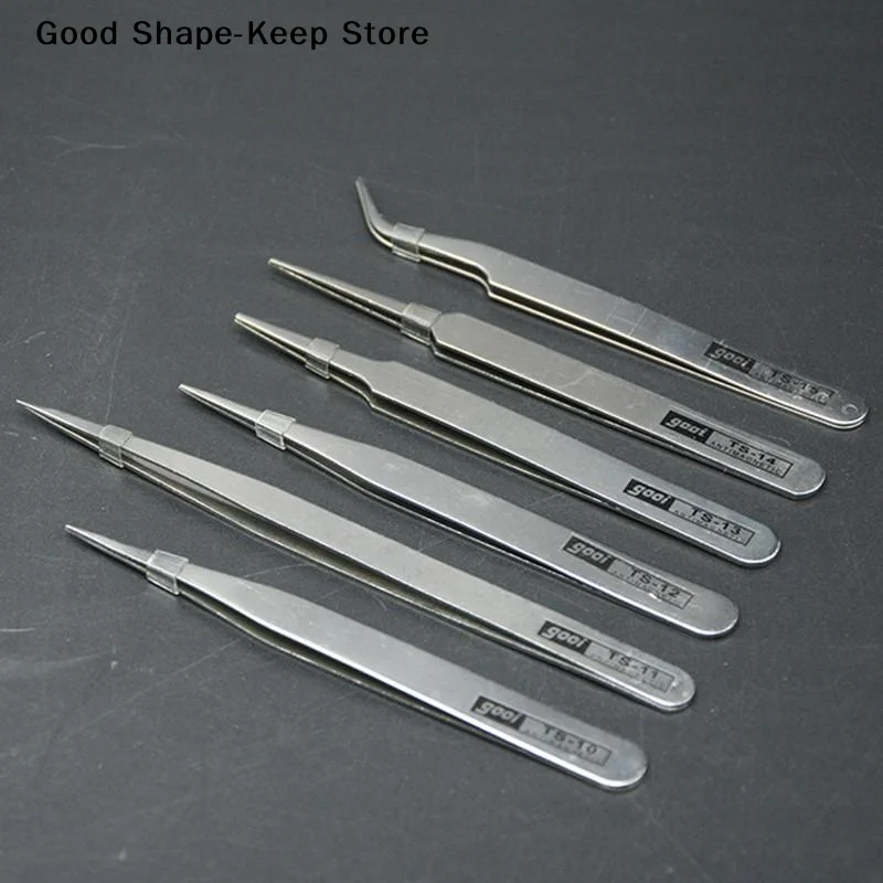 daily6Pcs Stainless Steel Precision Tweezers Kit Bent Straight Tips for Micro Landscape Gardening Industrial Repair