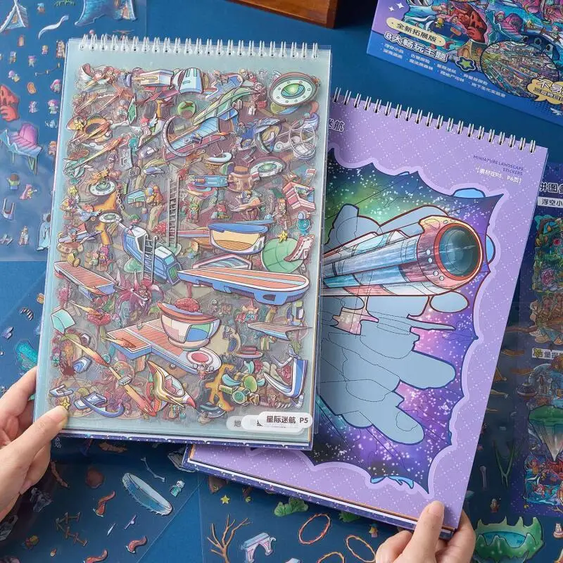 Card Lover 29 Pcs [Fantasy Town Series] 3D Landscape Stickers Collection Book Biochemical Laboratory Star Trek Scrapbooking