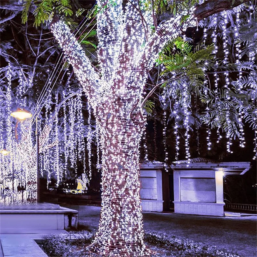 Guirxiété Lumineuse LED Super Brillante de 20/50/100m, Luminaire Décoratif d'Extérieur, 8 Modes, Idéal pour un Jardin, Noël, un Mariage ou une ix