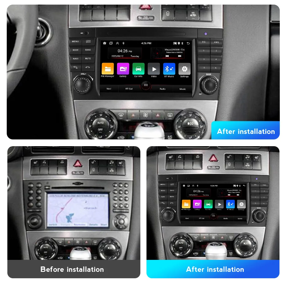 Android Auto Smart Systems Car Radio for Mercedes Benz W203 W209 C180 C200 C220 C230 2005-2009 Multimedia Video Player FM Stereo