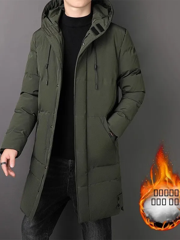 

Мужская утепленная зимняя куртка средней длины из хлопка и полиэстера, теплая, повседневная, приталенного кроя