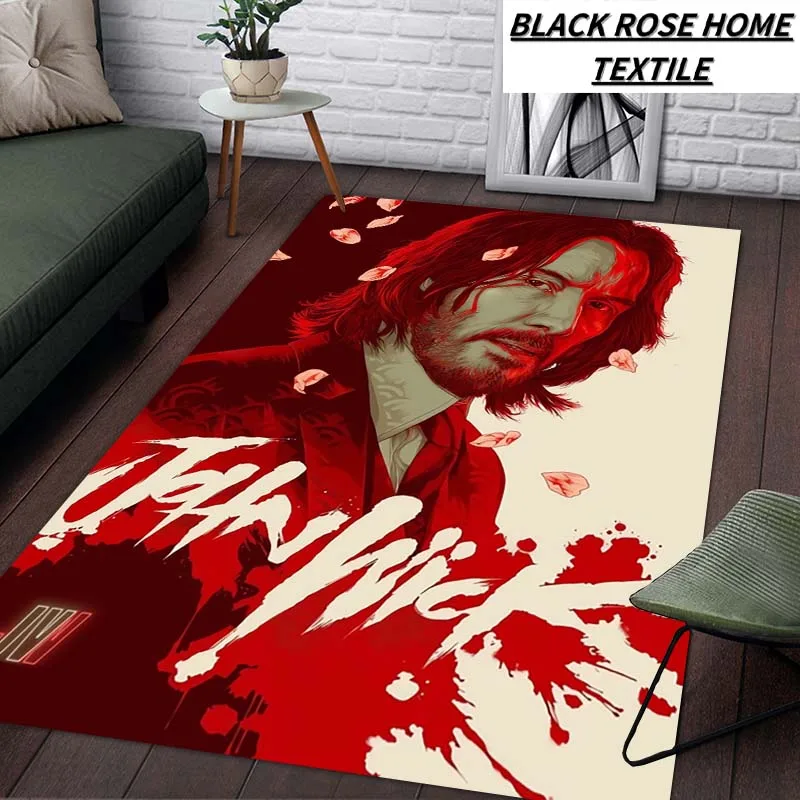 Fashion Art HD Print Movie John Wick Carpet Living Room Sofa Kitchen Coffee Table Area Floor Mat Bedroom Corridor Anti slip Rug