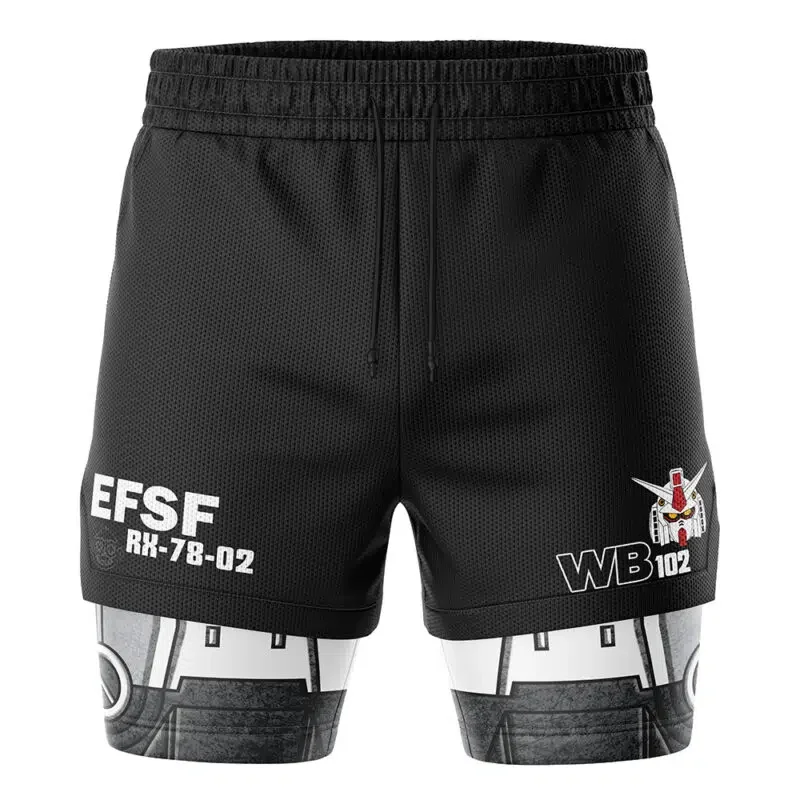 Pantalones Cortos Deportivos 2 en 1 para Hombre, Diseño Gundam Wing Zero, para Gimnasio, Entrenamiento, Verano 2026