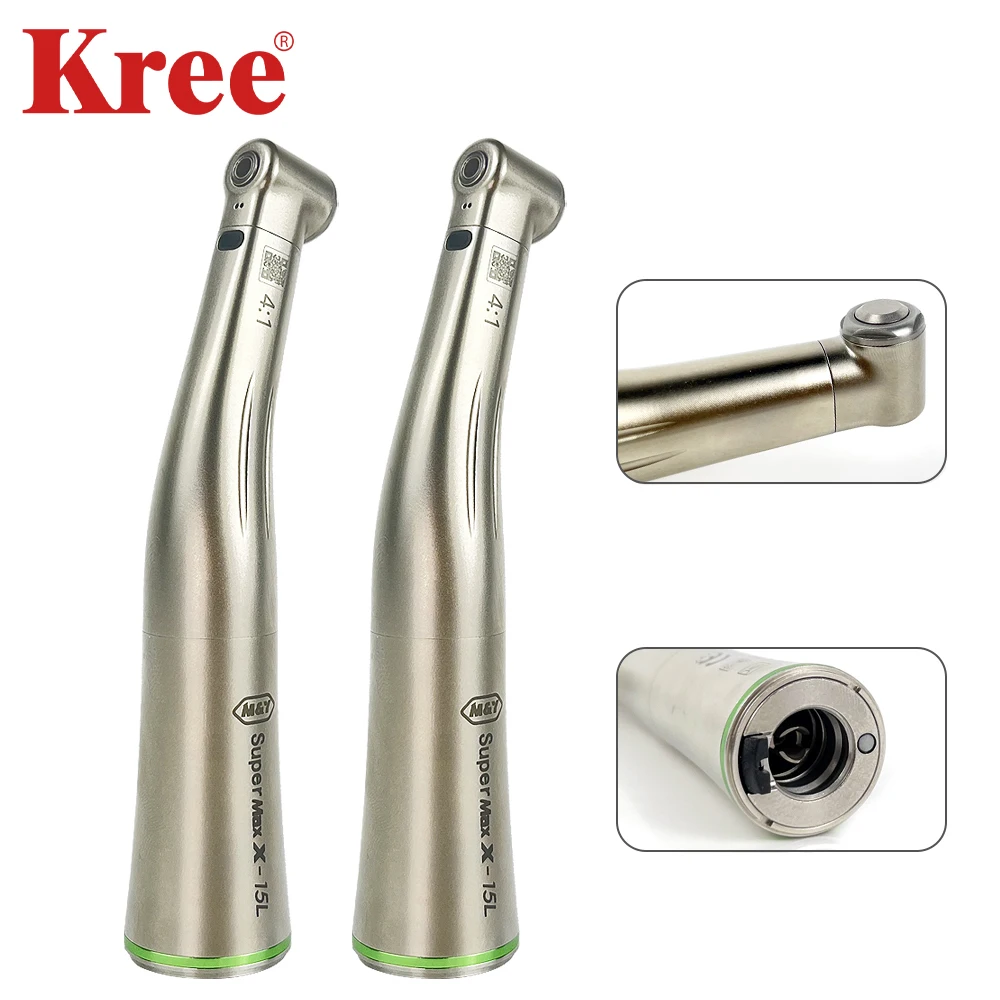 

Dentistry green ring X15L surgical handpiece 4:1 reduction fiber optic led light contra angle low speed air turbine dentist