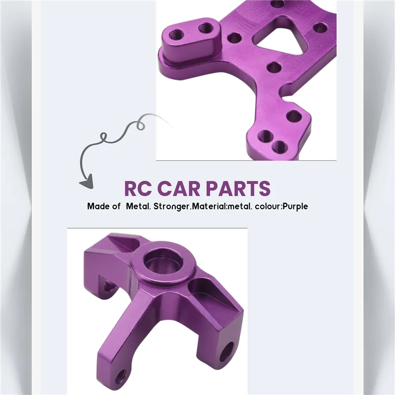 Zestaw akcesoriów modernizacji huśtawka metalowa ramienia kierownicy wieży amortyzatorowej dla WLtoys 144001 1/14 124019 1/12 części do zdalnie sterowanego samochodu, fioletowy