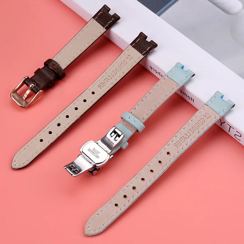 Notched Bracelet for Tissot Kerry Little Beauty T126 Genuine Leather WatchBand 1853 Women's Calfskin Watch strap Accessories