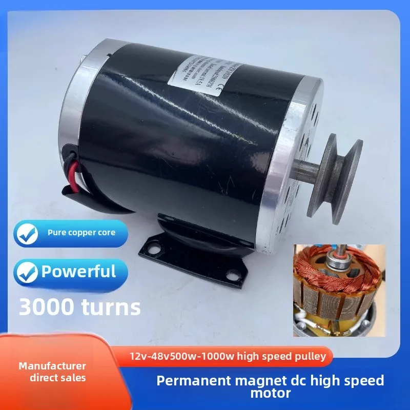 High-power Kart Beach Car High-speed Motor 24V36V48V500W1000W Pulley Gear Modification
