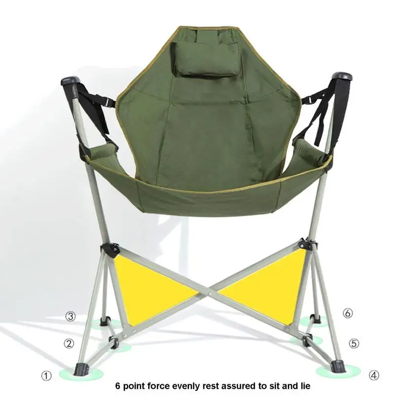 Folding Rocking Chair 600D Oxford Hammock Chairs With Carry Bag Heavy Duty Swinging Camping Chair For Patio Picnic Leisure