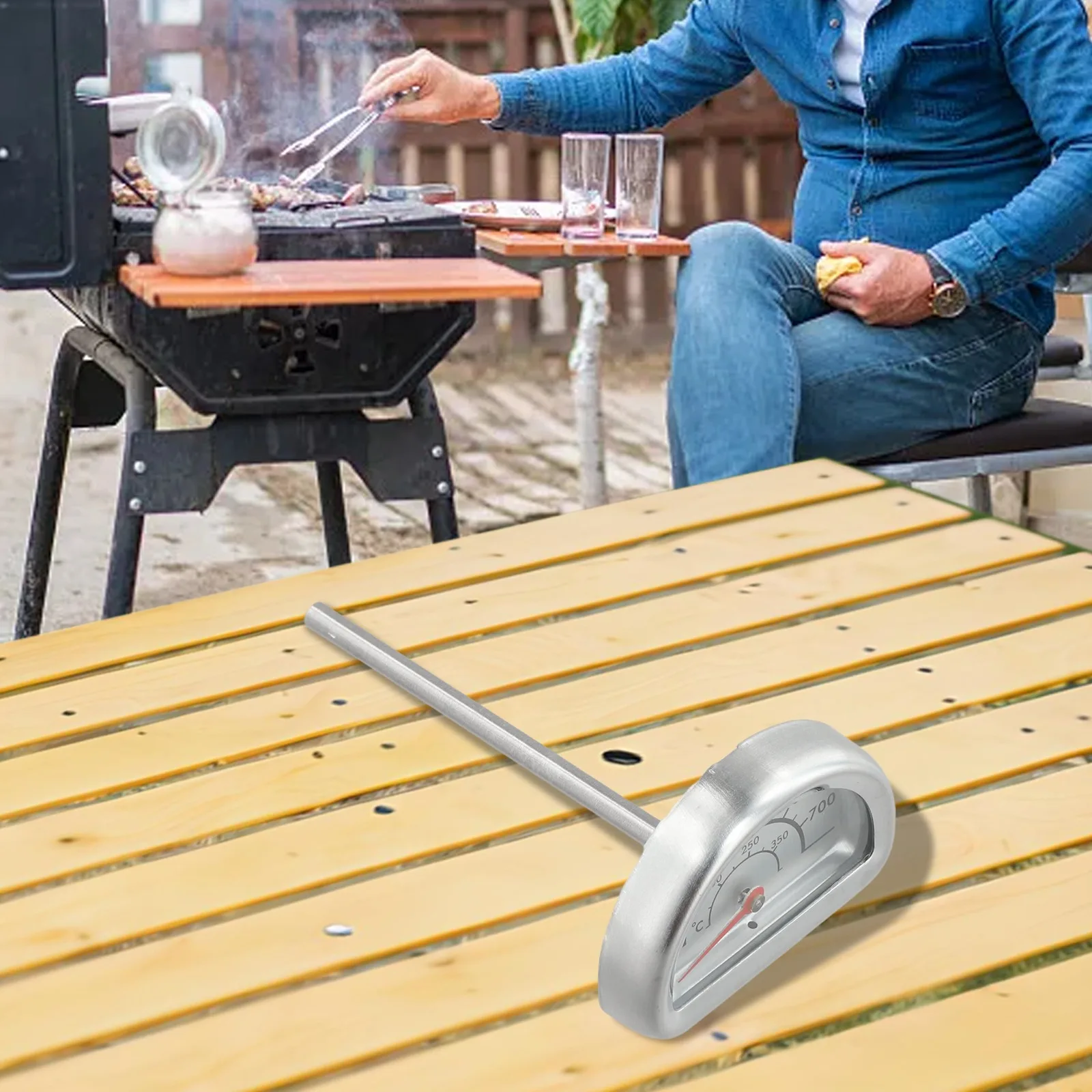 Cooking Monitoring Length 43 Mm Stainless Steel Thermometer Efficient Heat Conductivity Versatile Cooking Tool