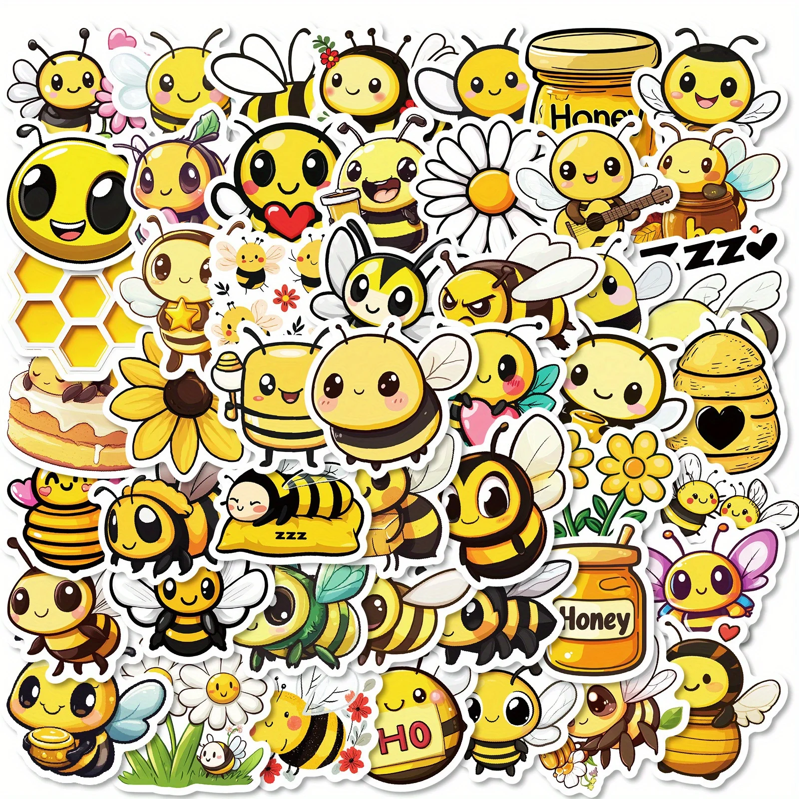 50 Stück Bienen-Aufkleber Bienen-Deko Insekten-Sticker Vinyl-Aufkleber für Wasserflaschen Laptop Skateboard Fahrrad Gepäck Gitarre Ästhetische Aufkleber