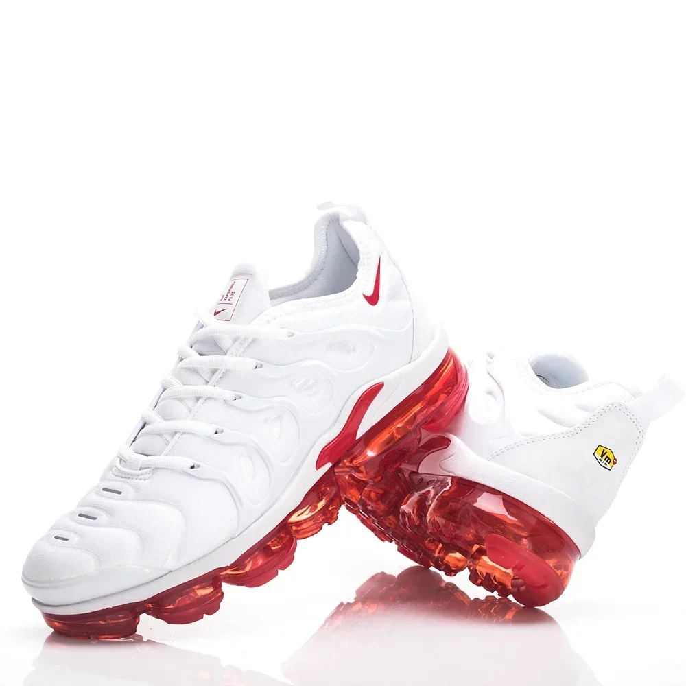 Nike Air Vapormax Plus TN White Red Men and Women Air Cushion Running Shoes Anti-Slip Shock-Absorbant Nike Unisex Sneakers