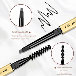 1Pc Dark Coffee Eyebrow Pencil With Brush Long Lasting Waterproof Black Gray Eyebrow Tattoo Pen Makeup Eye Brow Tint Sobrancelha