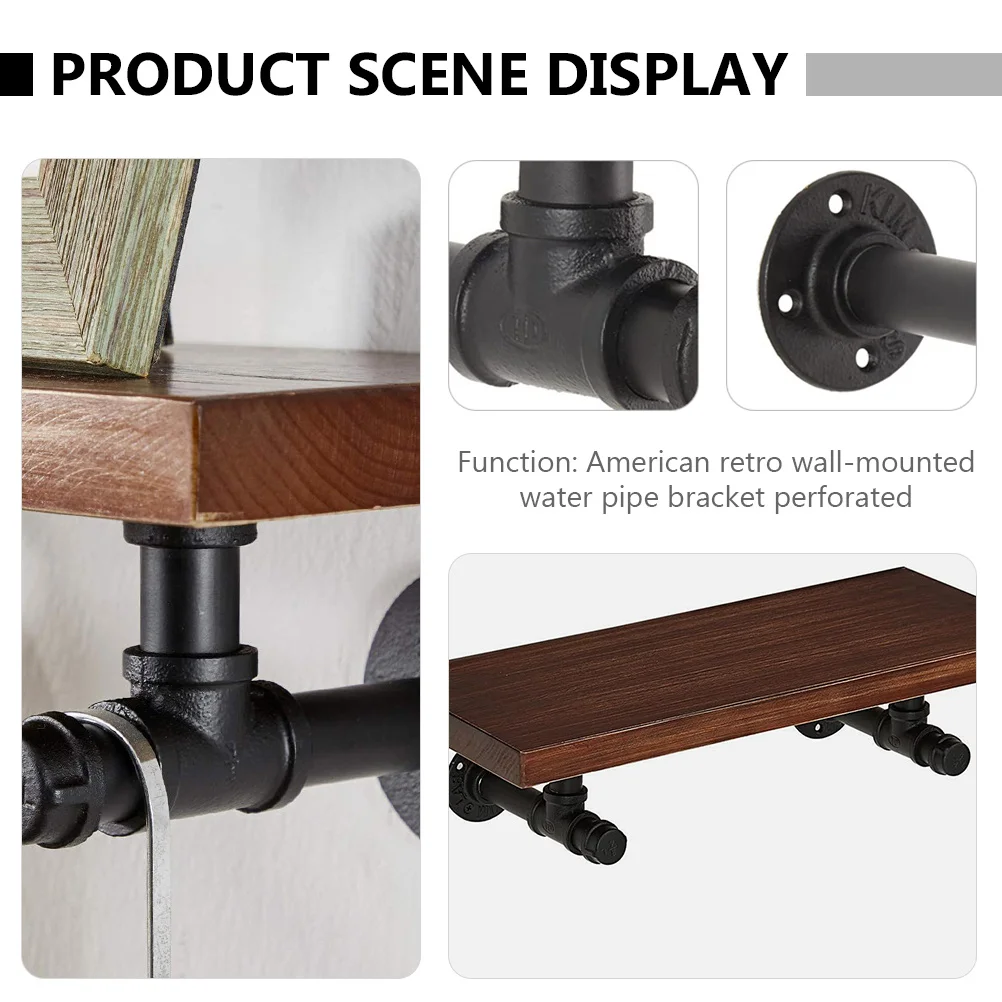 

2Pcs Industrial Shelf Brackets Iron Wall-Mounted Shelves for DIY Floating Rack Bedroom Living Room Garage Storage Solution