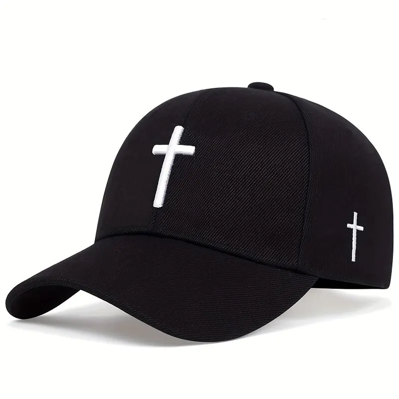 Unisex Cross Embroidery Snapback Baseball Caps Spring and Autumn Outdoor Adjustable Casual Hats Sunscreen Hat