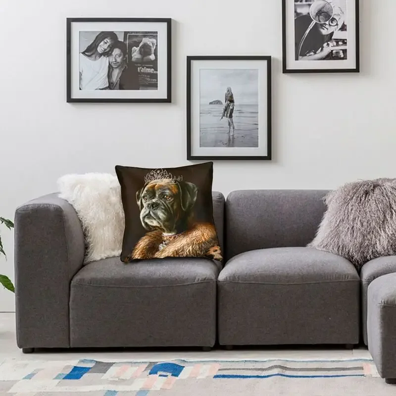 Boxer Dog Portrait Pillow Case Decor Home Cute Regal Pet Army Cushions for Sofa Square Pillowcase