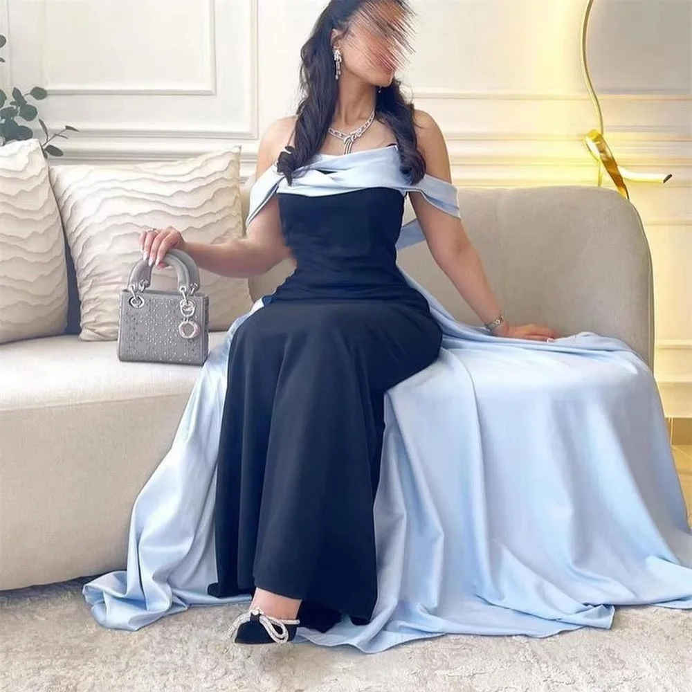 فستان حفلة موسيقية نسائي رائع مخصص بدون أكمام ساحر على شكل حرف a رقبة قارب قبالة الكتف فستان الحفلات ثوب مسائي للنساء