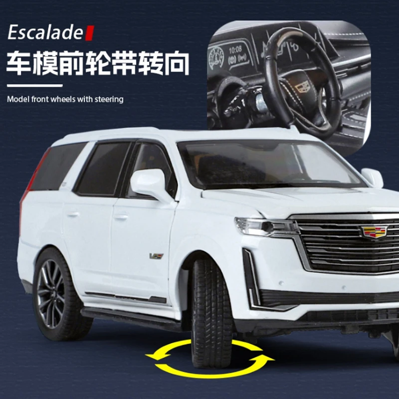 Diecast 1:24 Scale Escaladeรุ่นรถเสียงและแสงคอลเลกชันจอแสดงผลเครื่องประดับของเล่นของขวัญ