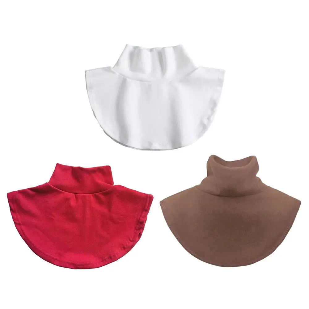 단색 페이크 칼라 브러시드 플리스 베이스 장식 칼라 터틀넥 고탄력 하이 칼라 여성복