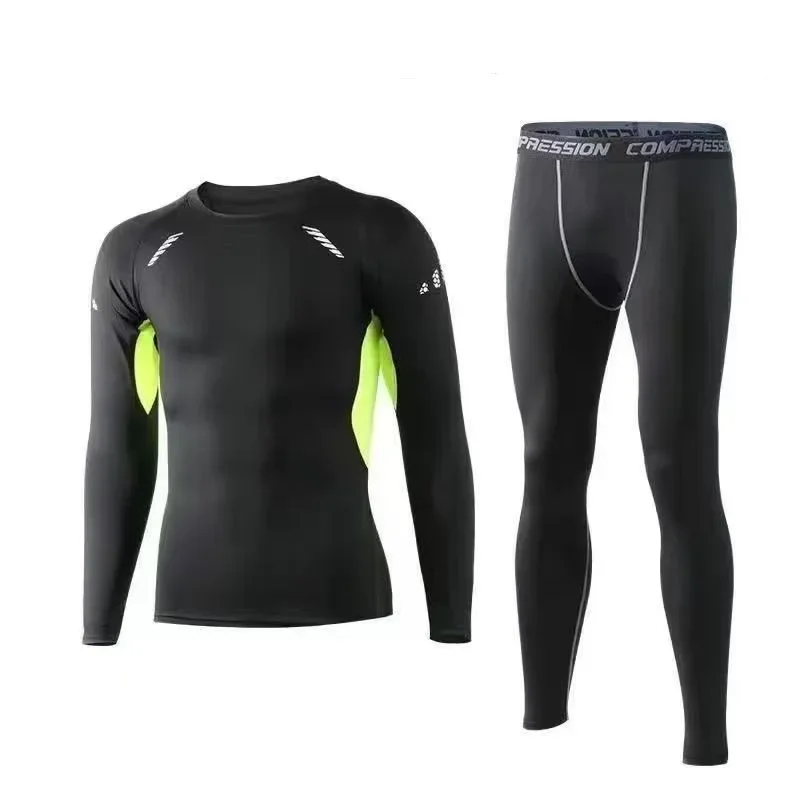 

2-piece Fitness Clothes Mens Quick Drying Sportswear Set Summer Short Sleeved Tshirt Morning Running Basketball Training Room