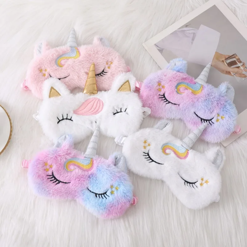 

Ins New Cute Plush Unicorn Blackout Eye Mask Girl Cartoon Colorful Student Sleep Mask Blackout Sleep Eye Mask Colorful Eye Mask