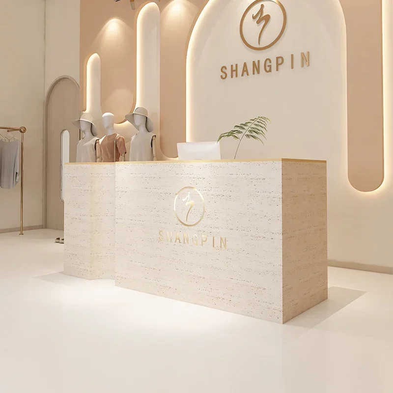 

Lectern Simple Reception Desk Modern Aesthetic Counter Center Decor Executive Office Furniture Luxury Bureau Professional