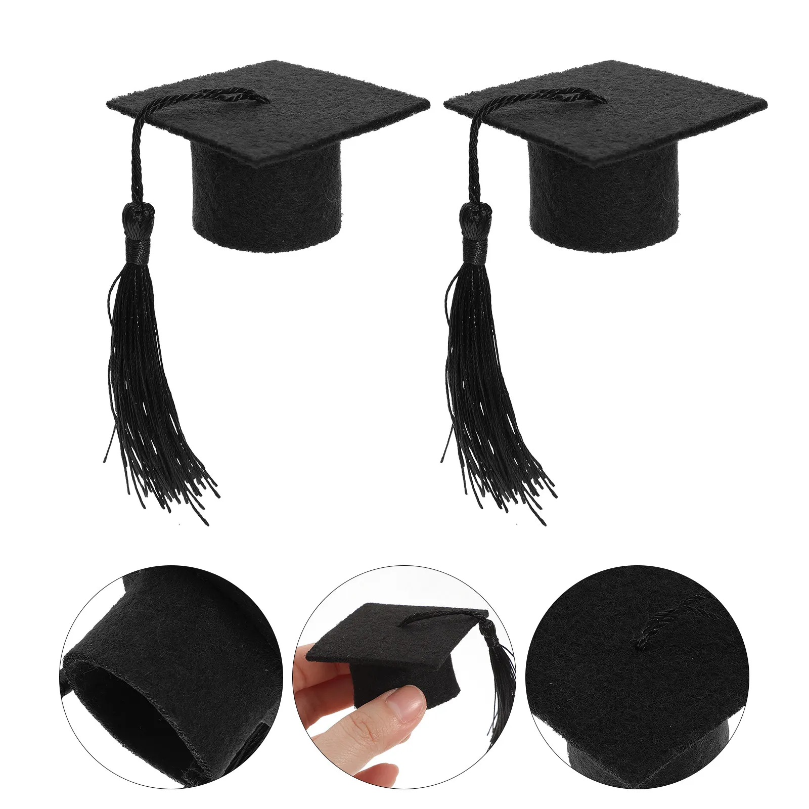 4Pcs Graduation Hat Bottle Caps Mini Felt Doctoral Hat Tassels Funny Wine Stopper Graduation Party Bottle Topper