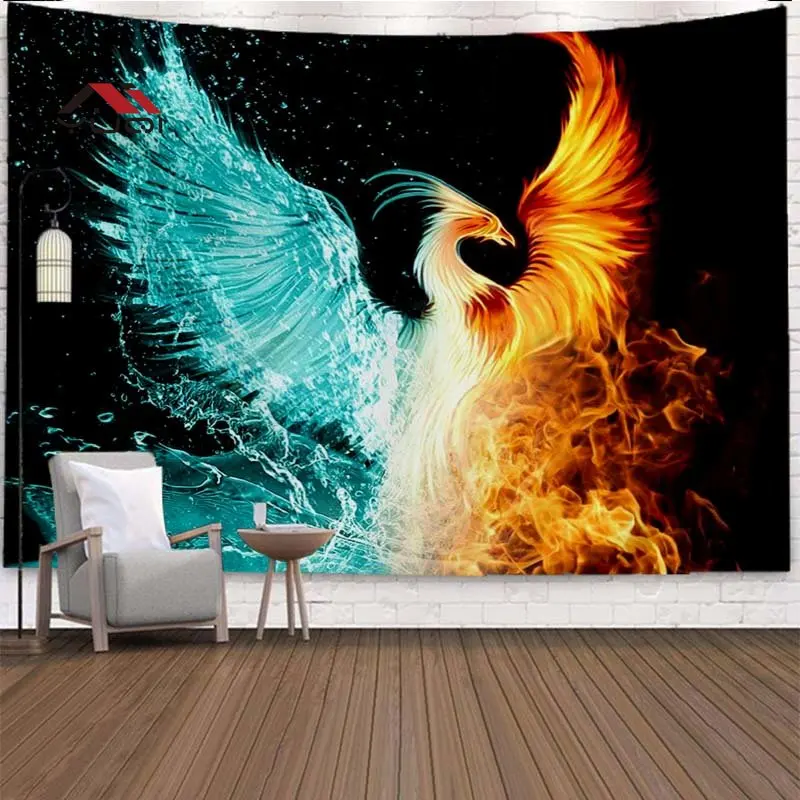 Fantasy Phoenix Bird Tapestry for Men Red Animal Hippie Tapestry Wall Hanging for Bedroom Aesthetic Cool Tapestry Home Decor