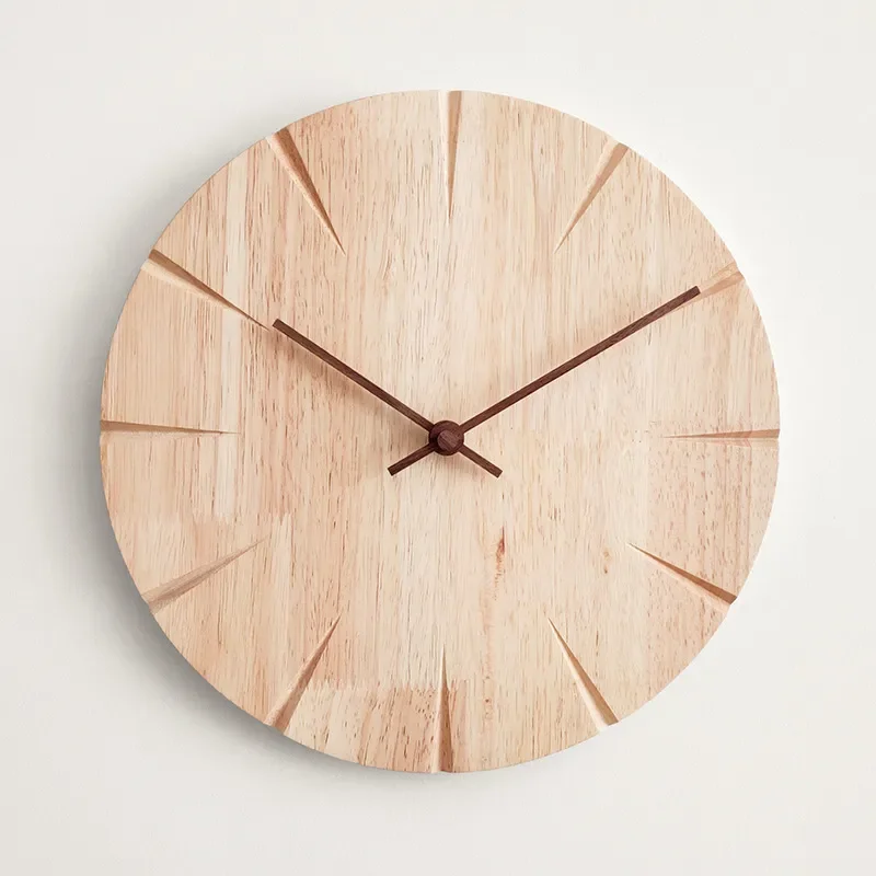 for Creative Nordic Simple Non Punching Solid Wood Wall Clock Home Living Room Decorative Cross Border