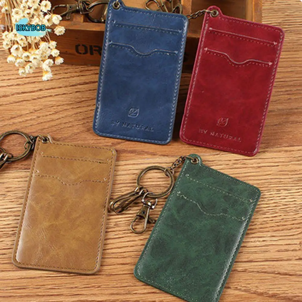 

Retro Korean Thin Access Control Card Bus Card Credit ID Card Badge Case Case Bag Keychain Card Holder