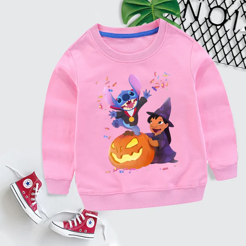 Lilo & Stitch Pullover Sweatshirt Angel Cotton Blouse  Thin Crewneck Sweatshirts Spring Autumn Style Daily Fashion Child Gifts