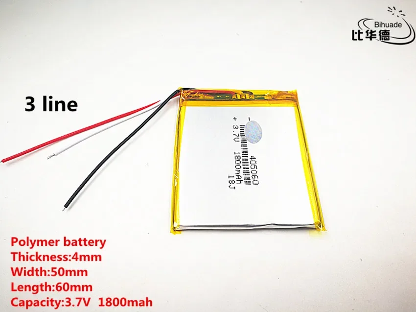 10pcs/lot 3 line Good Qulity 3.7V,1800mAH,405060 Polymer lithium ion / Li-ion battery for TOY,POWER BANK,GPS,mp3,mp4