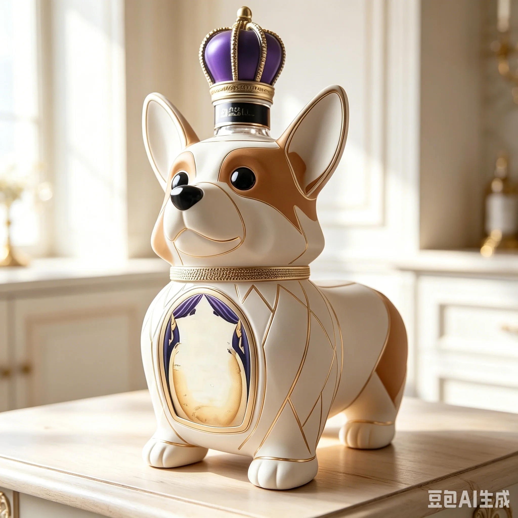 350ML Whiskey Decanter Wine Bottle Art Statue Figurine 3D Corgi Whiskey Decanter Creative Animal Glass Wine Bottle Decanter