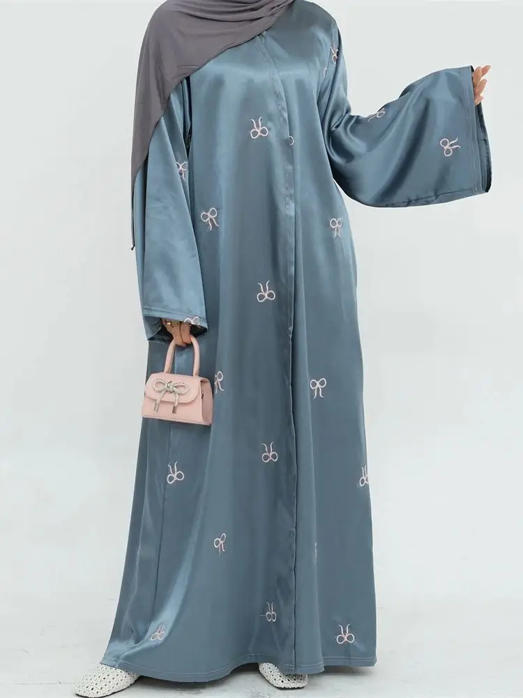 Ramadan Eid Embroidery Kimono Abaya Dubai Palestine Muslim Prayer Clothes Women Kaftan Dress Islam Robe Arabe Femme Musulmane
