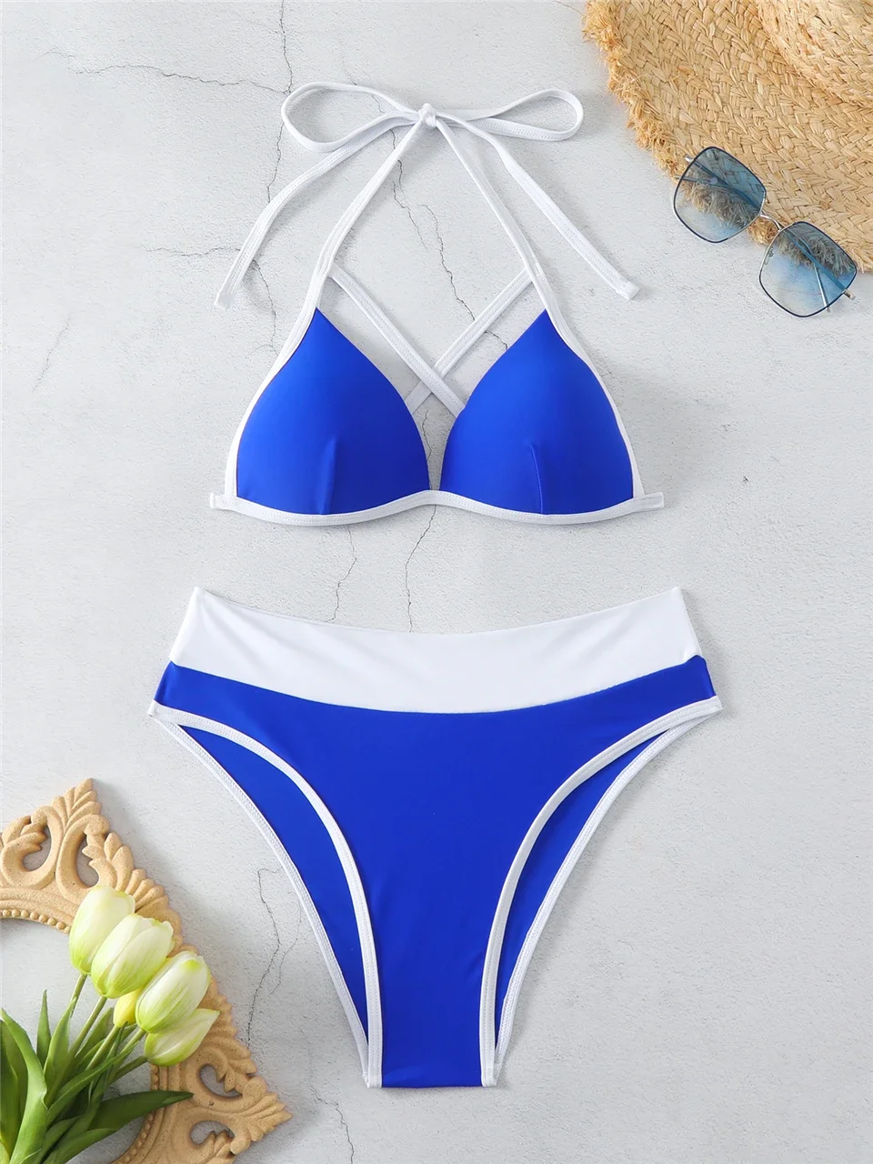 Triangle Bikinis Little Fresh Ruffle Swimsuit 2024 Women Sexy Solid Swimwear Female Bathing Suit String Bikini  Summer Beachwear