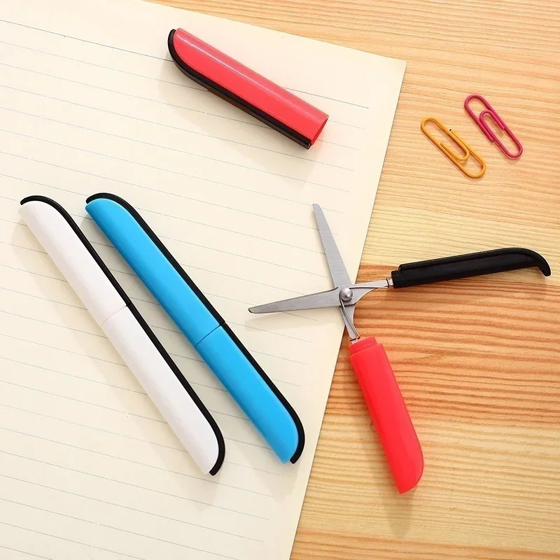 1Pcs Portable Handmade Students Paper Cut Scissors Creative Folding Safety Scissors (Color Random)